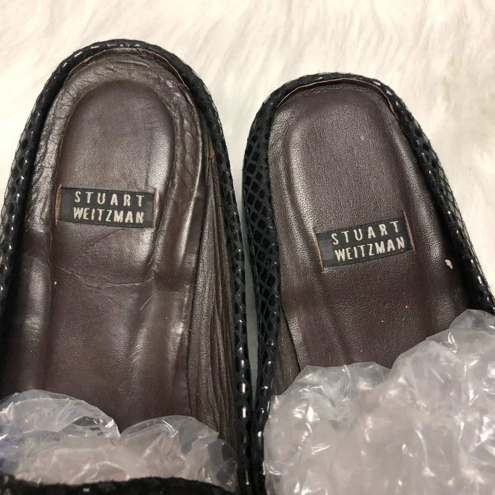 STUART WEITZMAN SNAKE PRINT LEATHER SLIDE IN MULES/LOAFERS DESIGNER - Picture 4 of 7